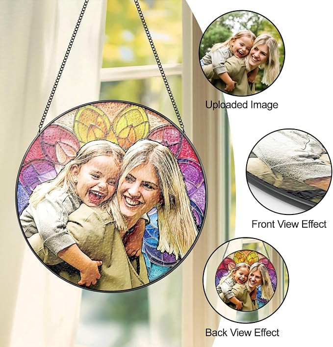 Personalized Stained Glass Suncatcher, Custom Photo Stained Glass Window - Image 3