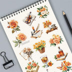 50 Pieces Vintage Orange Rose Floral Transparent Stickers - Image 4