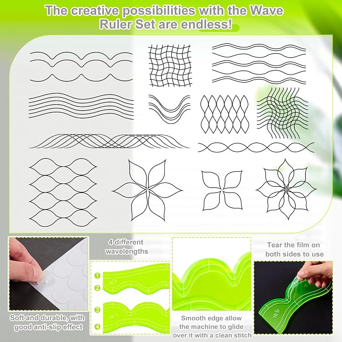 Kigley Free Motion Quilting Templates Waves Acrylic Quilting Rulers - Image 3