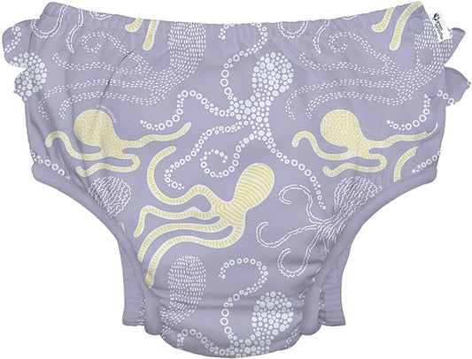 green sprouts Baby Toddler Eco Ruffle Snap Swim Diaper - Lavender Octopus - 24mo