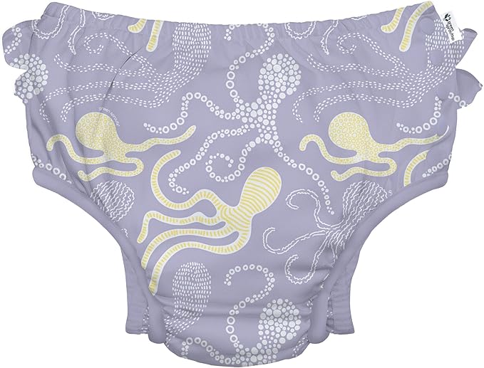 green sprouts Baby Toddler Eco Ruffle Snap Swim Diaper - Lavender Octopus - 18mo