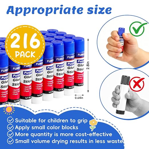 216 Pack Glue Sticks Bulk for Kids, Disappearing Purple Glue Sticks for - Image 2