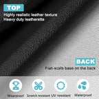 Black Faux Leather Fabric 20"×55" Lychee Grain Upholstery Vinyl - Image 2