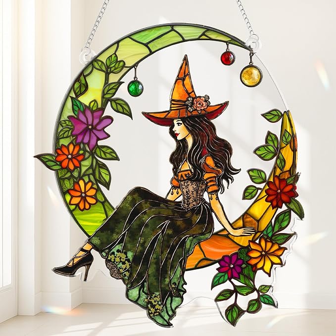 Halloween Faux Stained Glass Ghost Ornaments Acrylic, Halloween Decor Cute - Image 8