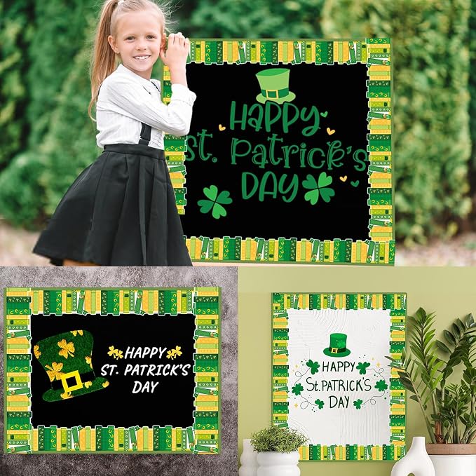 69 Feet St Patricks Day Bulletin Board Decorations Lucky Green Shamrock Clover - Image 4