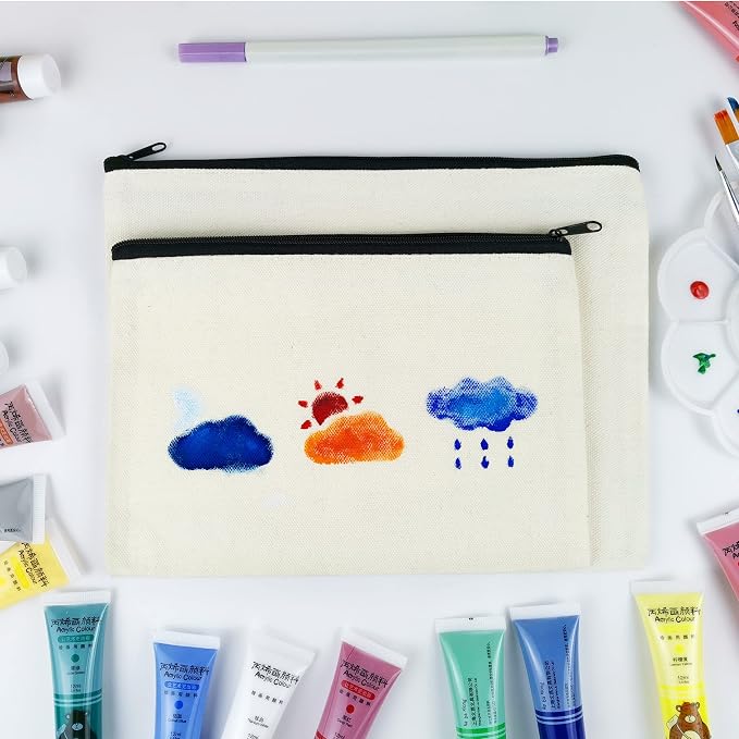Koolmox 12 Canvas Pencil Pouch, Cotton Canvas Toiletry Pouch, Bulk Plain - Image 6