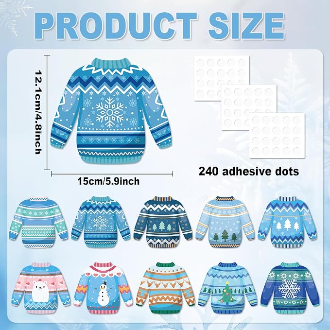 60pcs Winter Theme DIY Cutouts Sweater Bulletin Board Decoration Set Christmas - Image 2