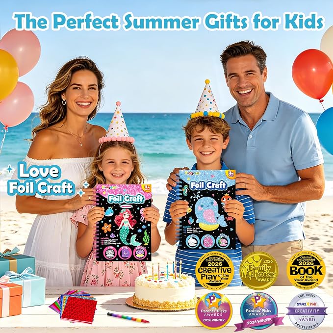 FUNNYB&G Foil Art Craft Kit for Kids 4-10 Years Old: Mess-Free & No-Glue - Image 6