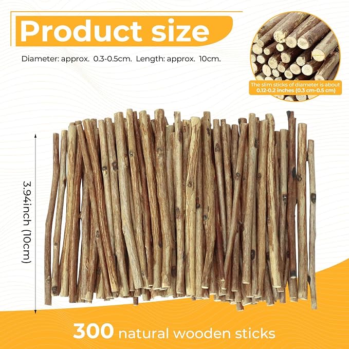 TKOnline 300Pcs Craft Sticks, 10cm 0.1-0.2 Inch in Diameter Wood Log Sticks - Image 2