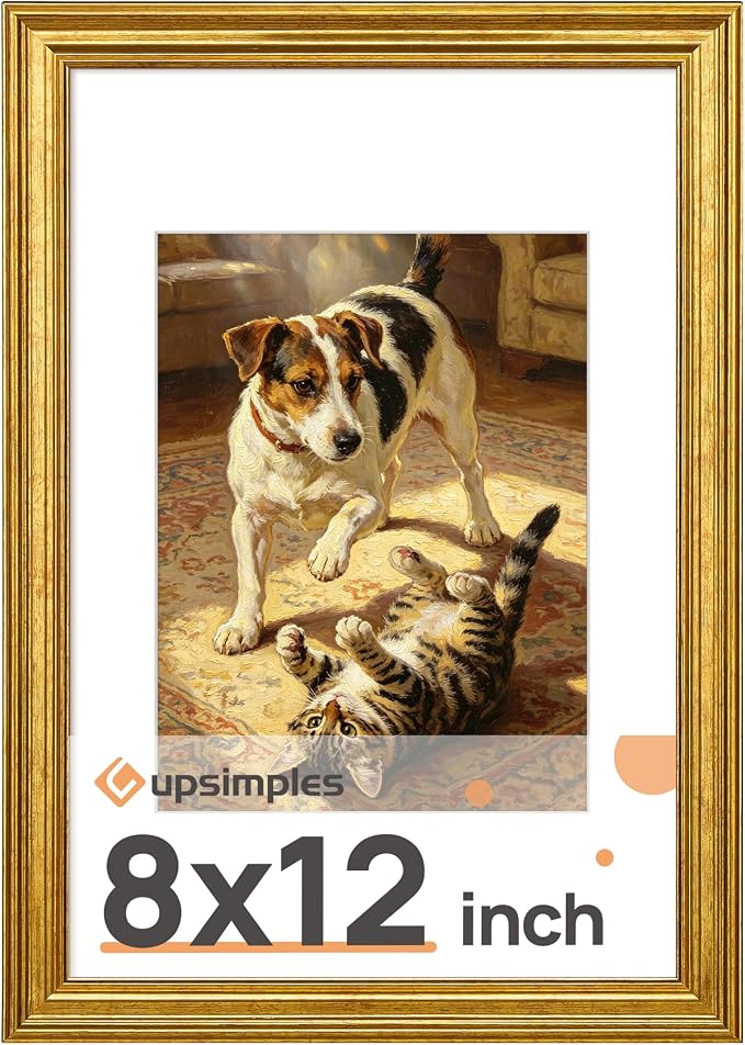 upsimples 8x12 Picture Frame, Vintage Frames Decor, Wall or Tabletop Display by upsimples