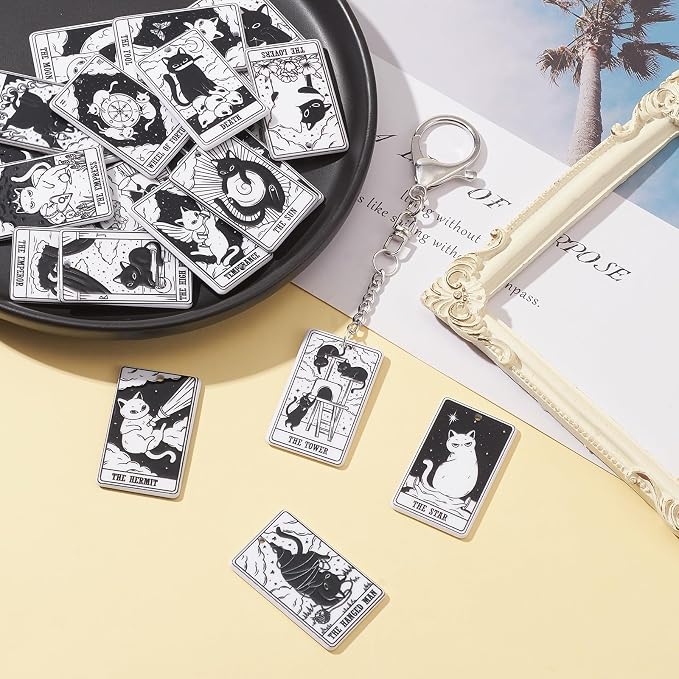 22 Pcs Tarot Card Acrylic Charms Vintage Magic Tarot Card Pendants Rectangle - Image 5