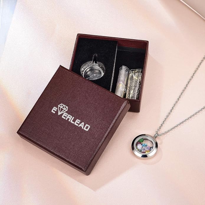 EVERLEAD Locket Necklace, DIY Floating Round Locket Pendant, Living Floating - Image 6