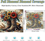 Western Diamond Art Kits for Adults, Full Drill Sunflower Diamond Painting Kits - Image 4