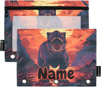 Custom Dinosaur Pencil Pouch for 3 Ring Binder, 2 Pack Personalized Name by BOENLE-WELCOMEYOURCOMING