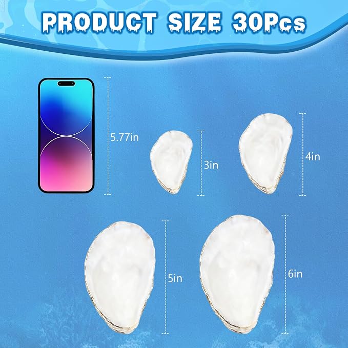 30Pcs Oyster Shells for Crafts 3"- 4" Natural Oyster Shells for DIY Crafting - Image 2