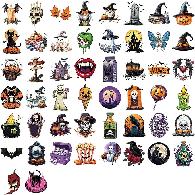 50 Pieces Halloween Themed Transparent Stickers - Image 2