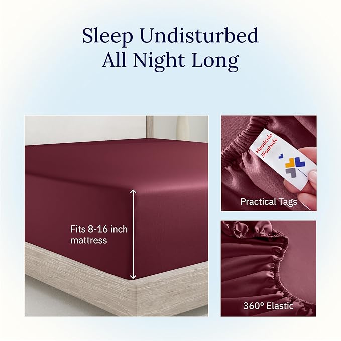 California Design Den Full Fitted Sheet, Deep Pocket 400 Thread Count Fitted - Image 5