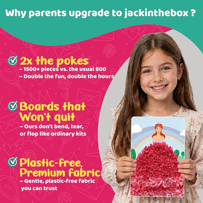 jackinthebox Poke Poke Art – Princess Theme, Mess-Free Fabric Art and Craft - Image 5