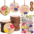 20 Set DIY Wooden Crafts with Dried Pressed Flowers Leaves Unfinished Wood by Unknown