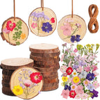 20 Set DIY Wooden Crafts with Dried Pressed Flowers Leaves Unfinished Wood by Unknown