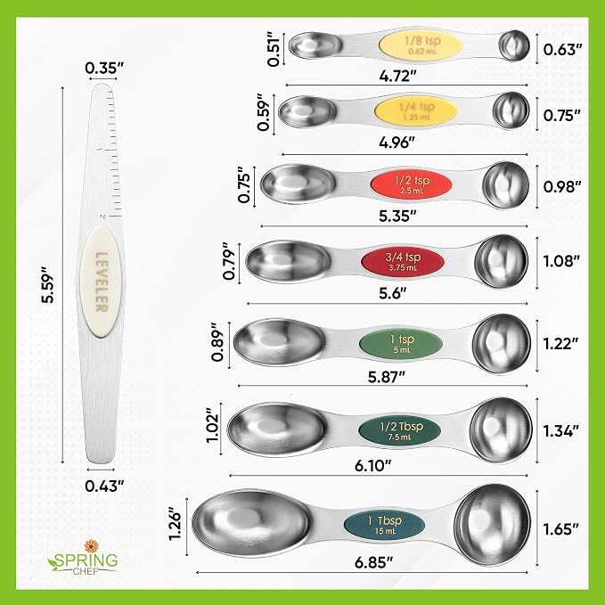 Spring Chef Stainless Steel Magnetic Measuring Spoons Set of 8 - Image 3