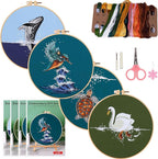 COCOMOX 4 Sets Embroidery Kit for Beginners, Hand Embroidery Stiches Practice by COCOMOX