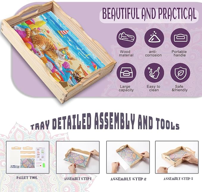 EWJRNSF Diamond Art Kits for Adults Wooden Serving Trays - Image 3