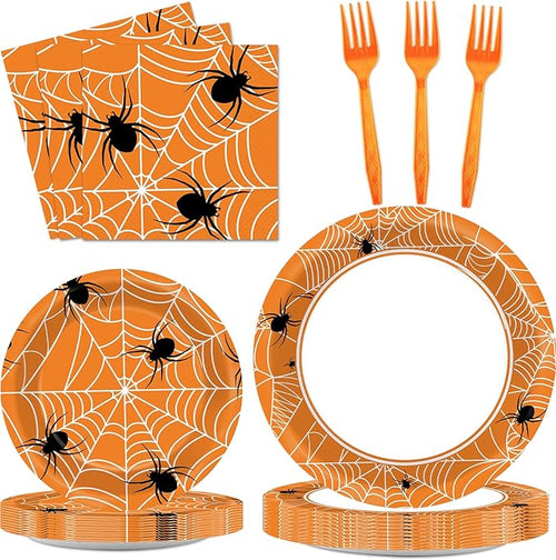 100 Pcs Spiderweb Party Plates and Napkins by Qyeahkj