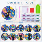 10 PCS Black Cat Diamond Art Coasters Kit - Image 2