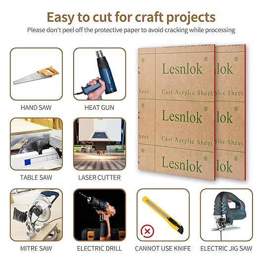 Lesnlok 12 x 20 Red Acrylic Sheets 1/8 inch Thick 3mm 2 Pieces Cast Plexiglass - Image 5