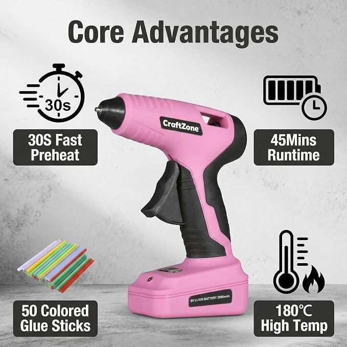 Cordless Hot Glue Gun | 8V Rechargeable Fast Preheating Glue Gun Kit - Image 5