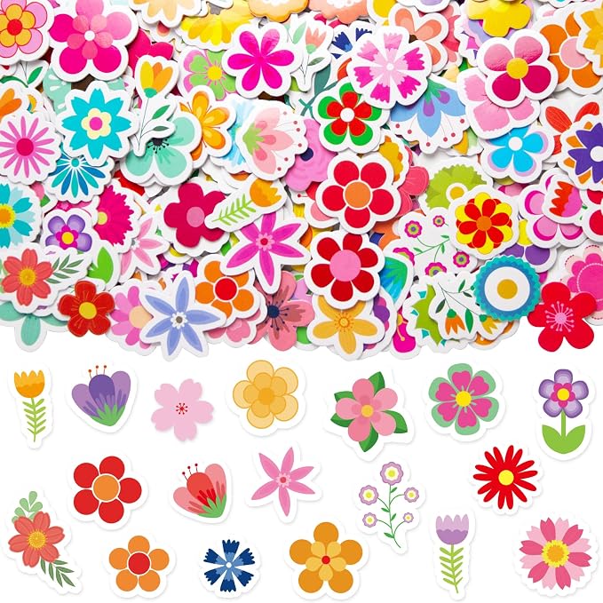 400Pcs Flower Foam Stickers Assorted Spring Summer Colorful Flower Shaped by ceibatree