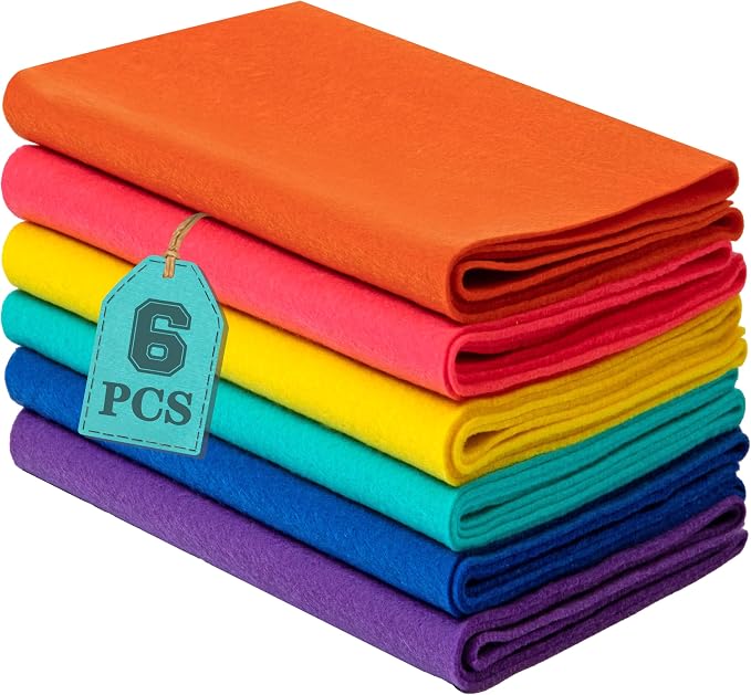 HaoFeiJH 6 Rolls 8"x20" Soft Felt Fabric Sheets, 1.6mm Thick, and Projects by HaoFeiJH