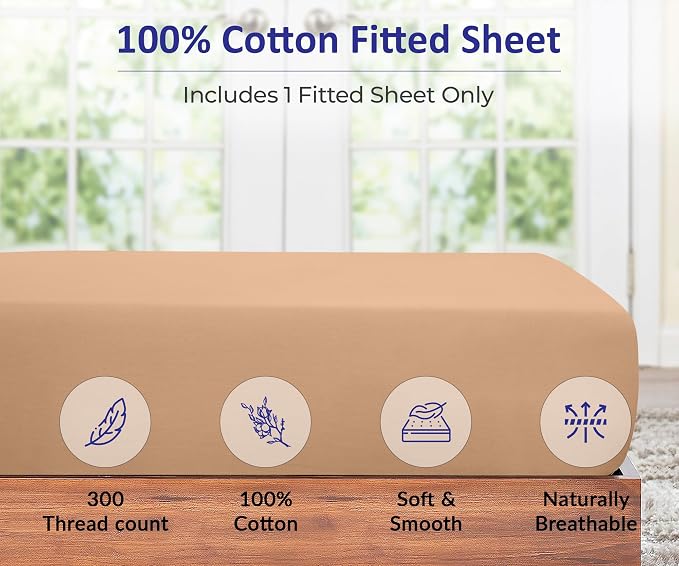 ROYALE LINENS 300 Thread Count 100% Long Staple Combed Cotton Fitted Sheet King - Image 3
