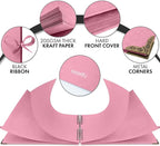 Bstorify Square Scrapbook Photo Albums 50 Pages Pink Thick Paper, Ribbon Closure - Image 3