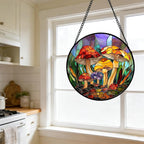 DASTOLL Stained Glass Window Hanging, Jungle Mushrooms Sun Catchers Diamond - Image 5