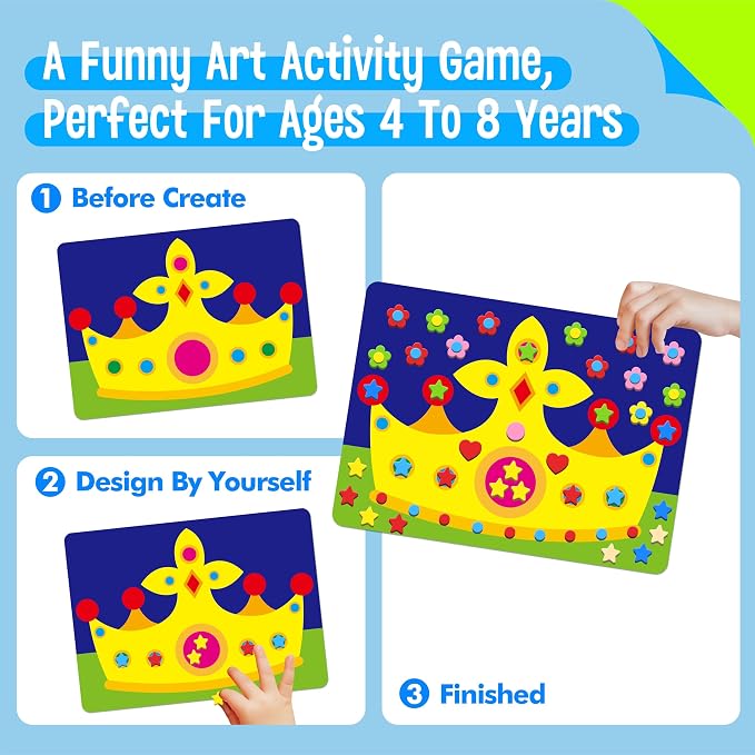 SpriteGru Foam Sticker Art Activity, 10 Princess & Castle Art Board - Image 3
