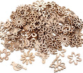 100 PCS Unfinished Wood Crafts Wood Slice Leaf Bird Flowers Butterfly Pattern by Unknown