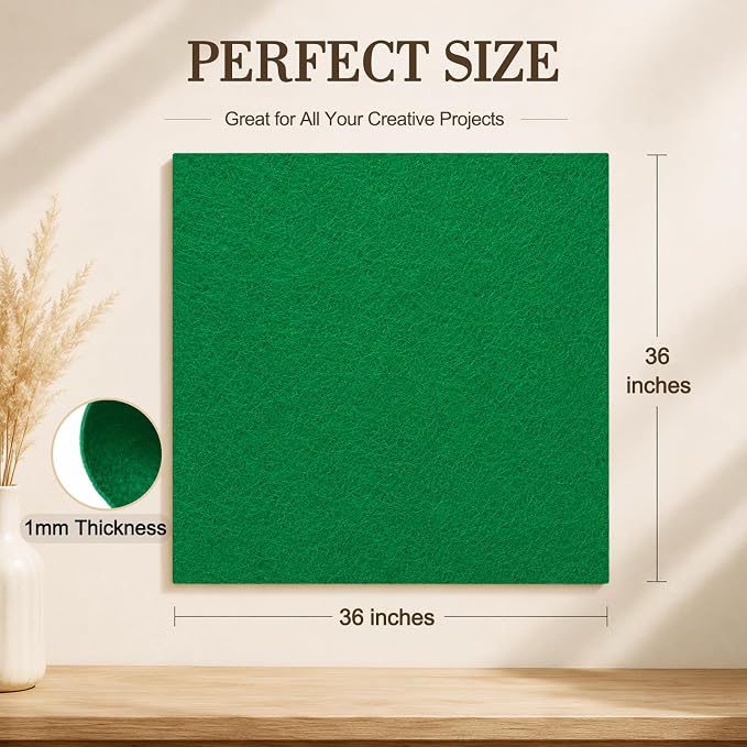 Emerald Green Large Felt Fabric 36" x 36", 1mm Stiff Felt Sheet, Nonwoven Fabric - Image 3