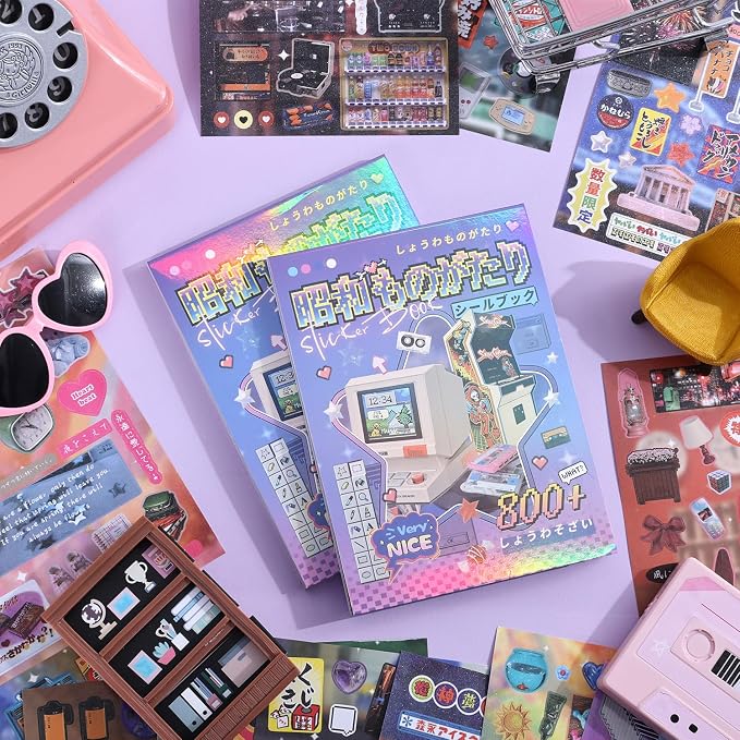 Girl's Japanese Retro Sticker Book, Y2K Showa Theme - Image 7