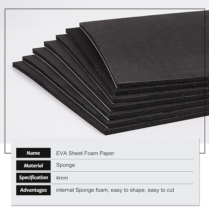 BENECREAT 8 Sheets 4mm EVA Paper Craft Foam Sheets 11.8x8.2" Black Foam Stickers - Image 4