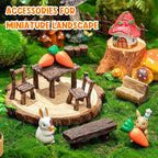 11Pieces Fairy Garden Furniture Ornaments Miniature Table and Chairs Set - Image 7