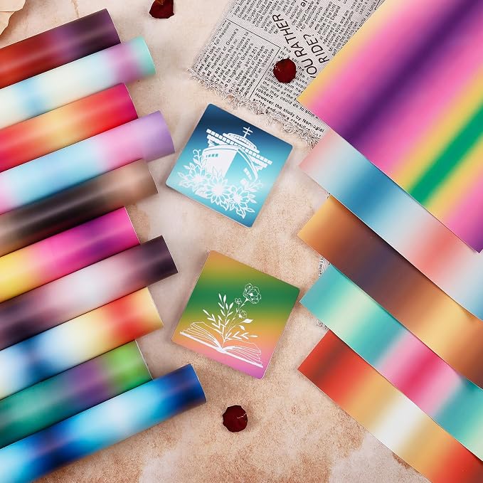 Dark Gradient Permanent Adhesive Vinyl 15 Sheets 12'' x 10'' | Ombre Rainbow - Image 7