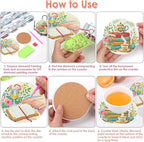 Benjenes 8 PCS Diamond Art Coasters Kits Book Diamond Painting Coaster | - Image 2