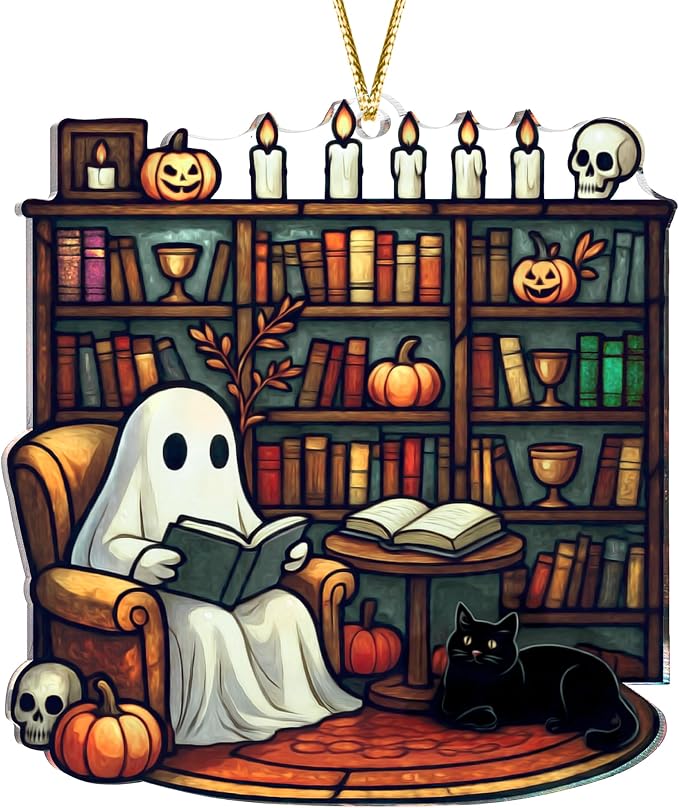 Halloween Faux Stained Glass Ghost Ornaments Acrylic, Halloween Decor Cute - Image 8