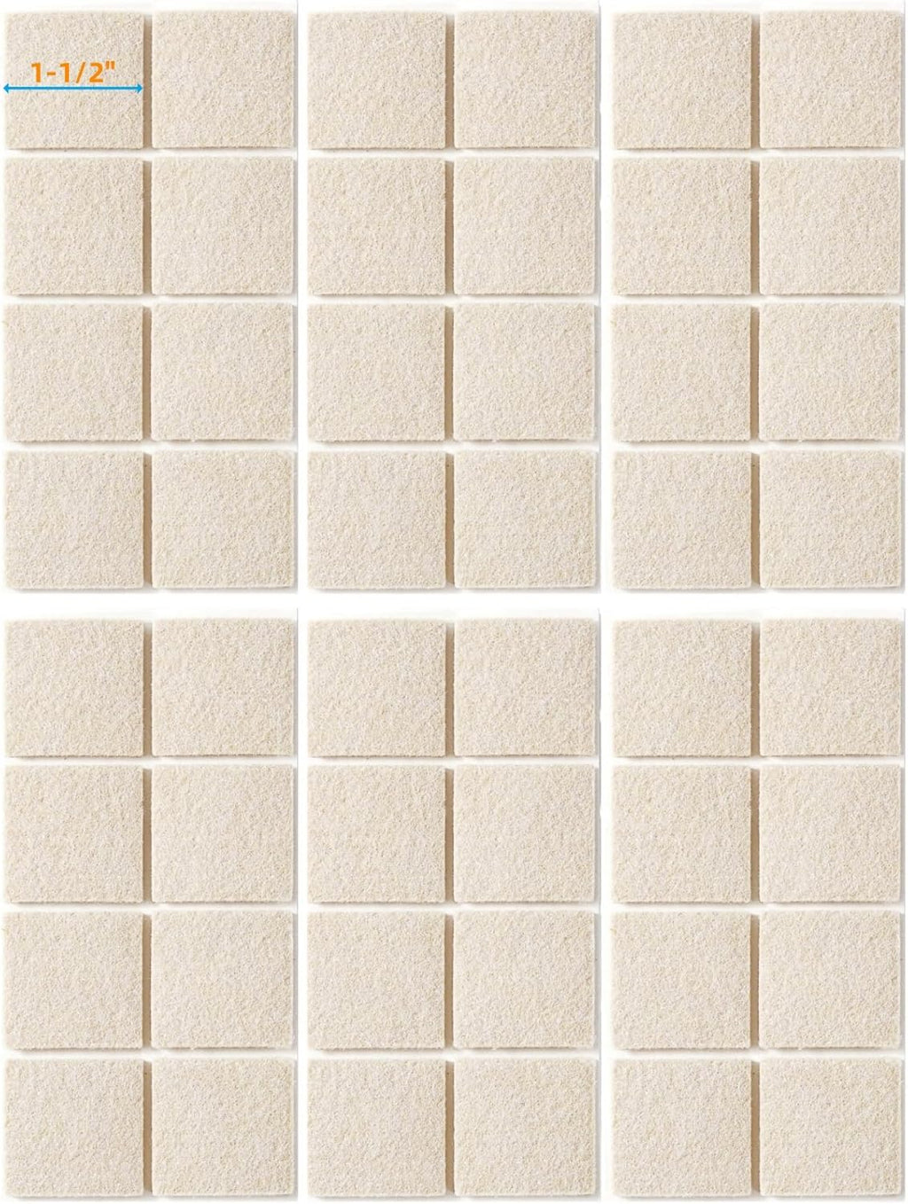 FURNIGEAR Felt Furniture Pads for Hardwood Floors - Self Adhesive Chair Felt Pads, Floor Protector for Furniture Feet, Furniture Sliders Moving Smoothly - Anti Scratch 48 Pcs 1-1/2" Square