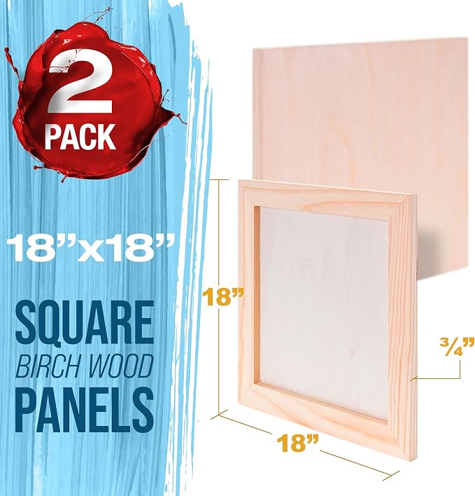 U.S. Art Supply 18" x 18" Unfinished Cradled Wood Panels - Image 2