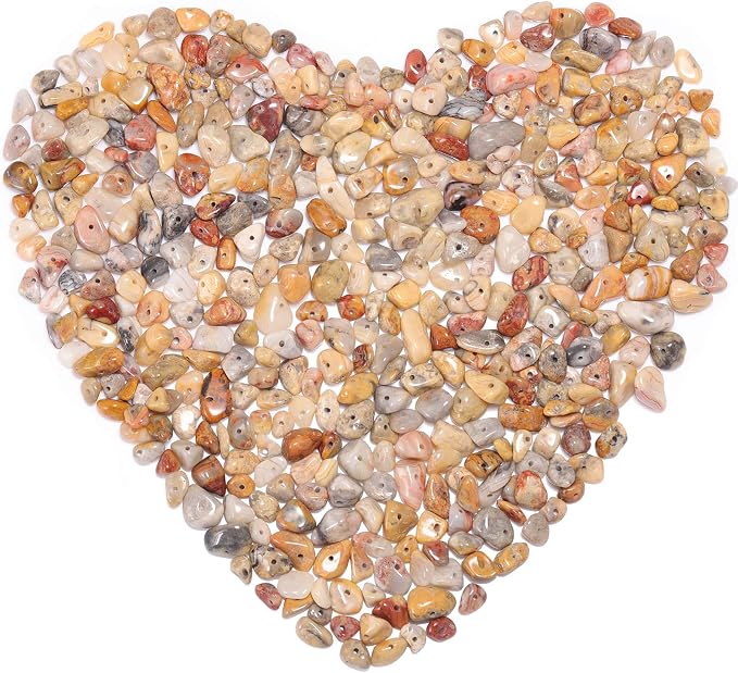 400Pcs 5-8mm Natural Yellow Crazy Lace Agate Chip Stone Beads | Pre-Drilled by DQJRJTJewelryMakingCraftsSupplies