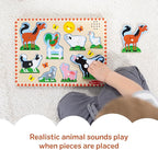 Melissa & Doug Farm Animals Sound Puzzle – 8-Piece Wooden Peg Puzzle - Image 3
