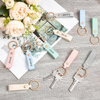 Wavyknot 100 Pcs PU Leather Keychain Blanks Bulk Laser Engraving Blanks - Image 3